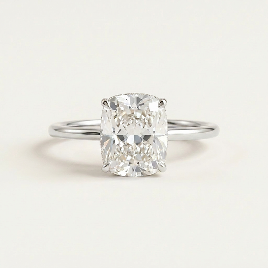 Moissanite 2.10 CT Cushion Cut Diamond Solitaire Ring