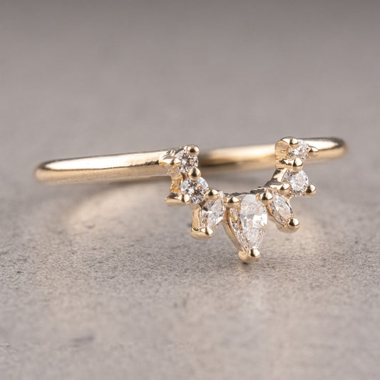 Moissanite 0.16CT Pear Diamond Boho & Hippie Engagement Band