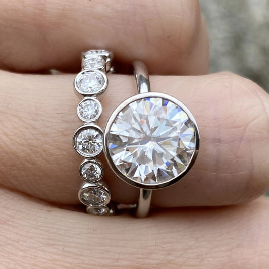 Moissanite 2.90CT Round Diamond Minimalist Handmade Ring - IBIZ Jewel