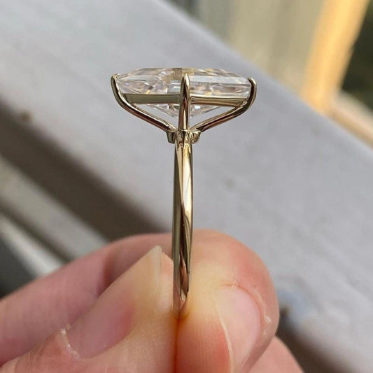 Moissanite 2.05CT Kite Step Cut Diamond Mid-Century Handmade Ring - IBIZ Jewel