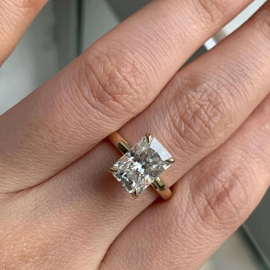 Moissanite 2.10CT Radiant Diamond Edwardian Anniversary Ring - IBIZ Jewel
