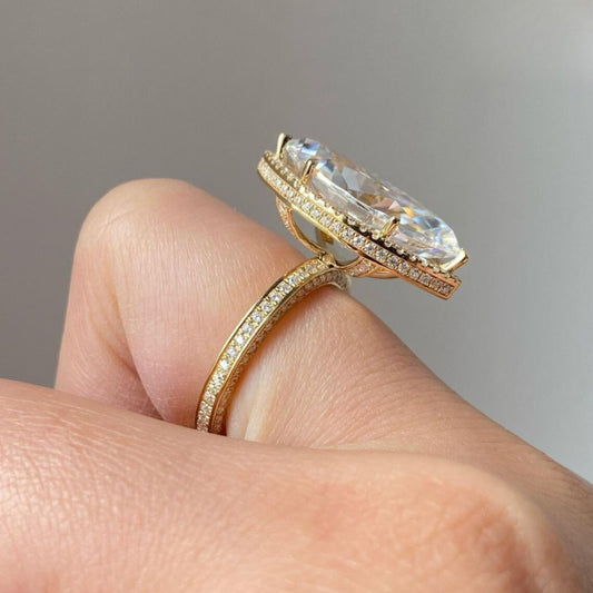 Moissanite 3.60CT Marquise Diamond Art Deco Handmade Ring - IBIZ Jewel