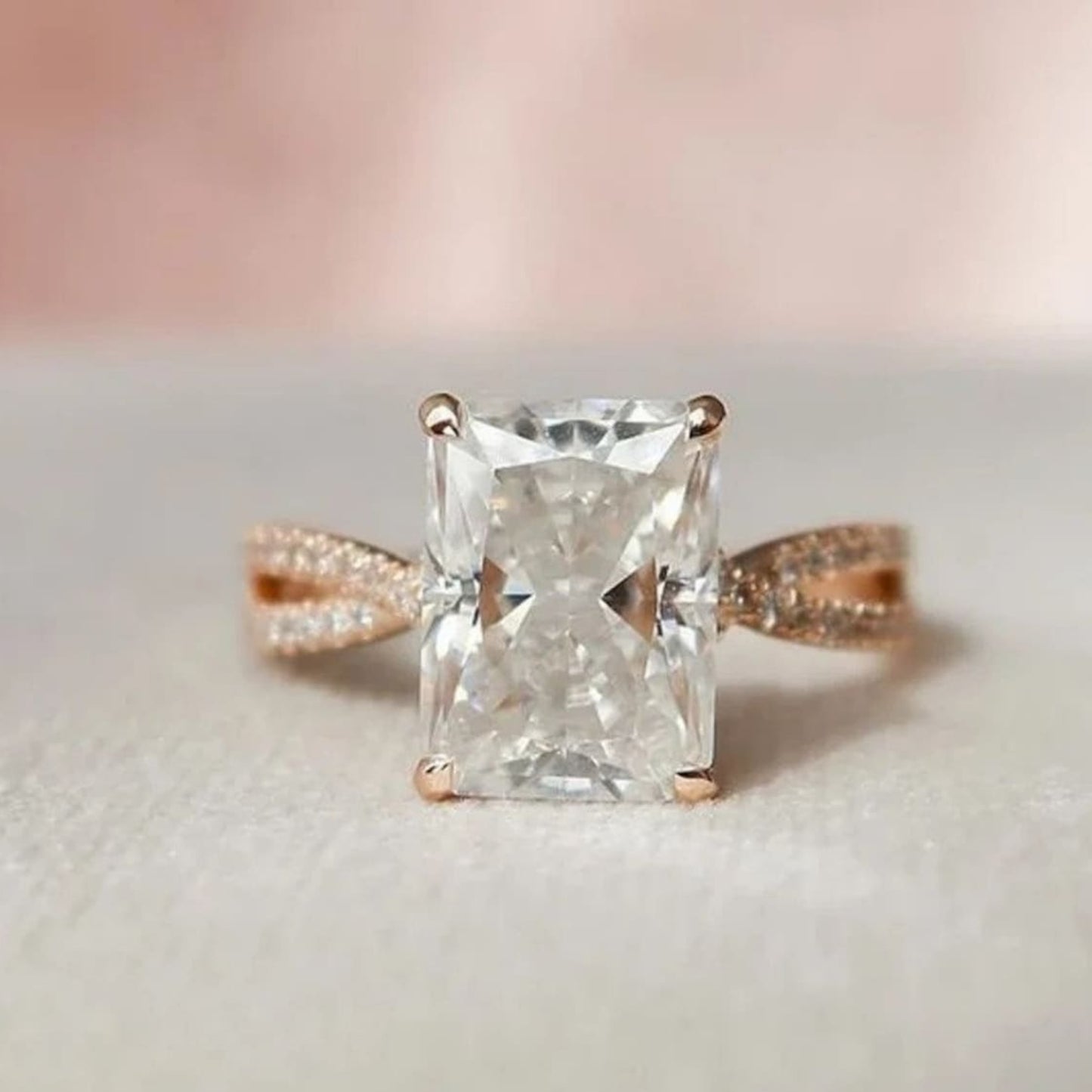 Moissanite 2.40CT Radiant Diamond Minimalist Unique Handmade Ring - IBIZ Jewel