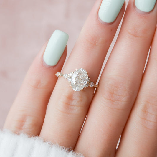 Moissanite 2.0CT Oval Diamond Avant Garde Anniversary Ring - IBIZ Jewel