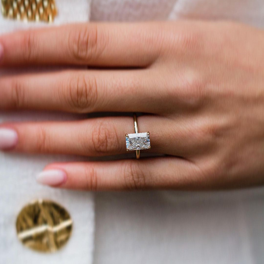 Moissanite 3.0CT Radiant Diamond Art Deco Engagement Ring - IBIZ Jewel