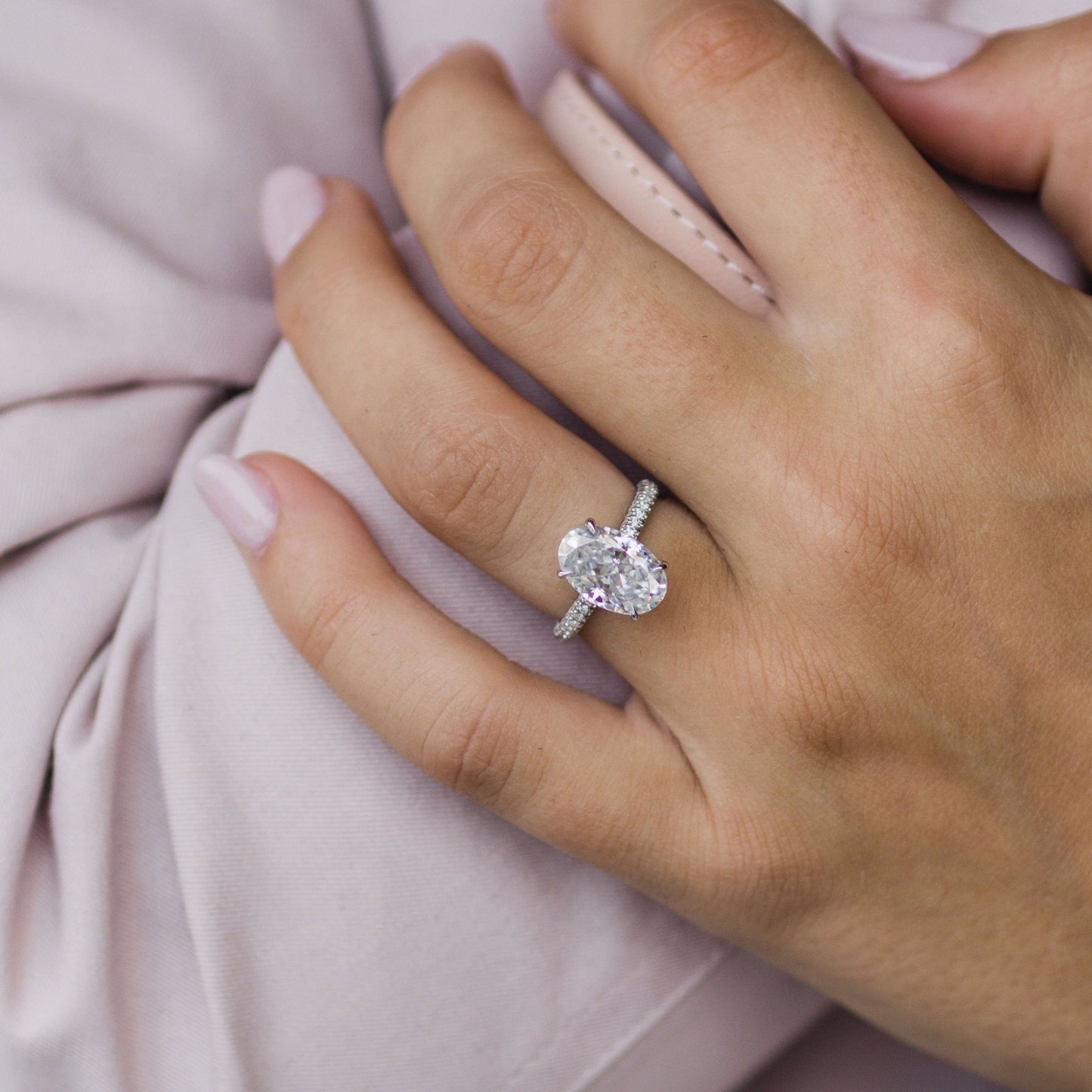 Moissanite 3.40CT Oval Diamond Victorian Anniversary Ring - IBIZ Jewel