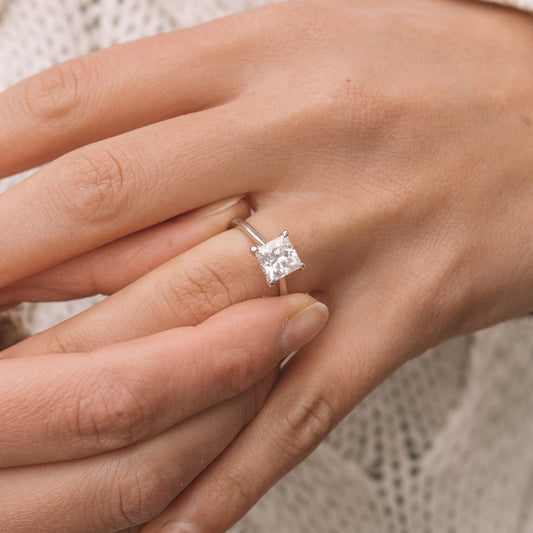 Moissanite 1.90CT Princess Diamond Avant Garde Wedding Ring - IBIZ Jewel
