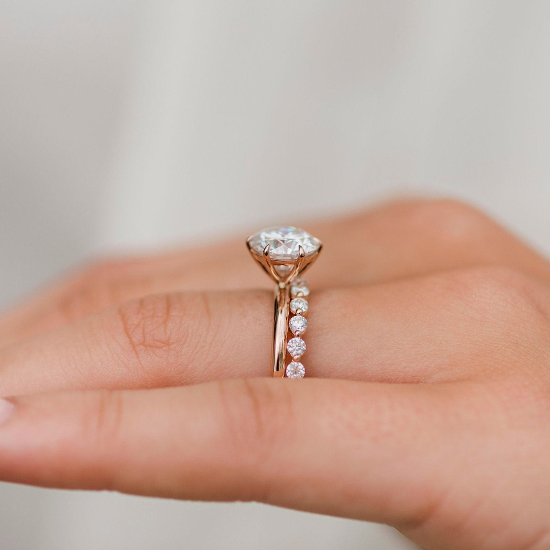 Moissanite 1.10CT Round Diamond Edwardian Wedding Ring - IBIZ Jewel