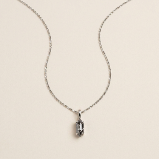 0.67 CT Hexagon Cut Salt and Pepper Diamond Necklace (V2)