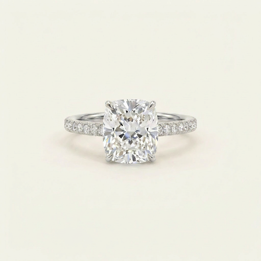Moissanite 2.20 CT Cushion Cut Diamond Solitaire Ring