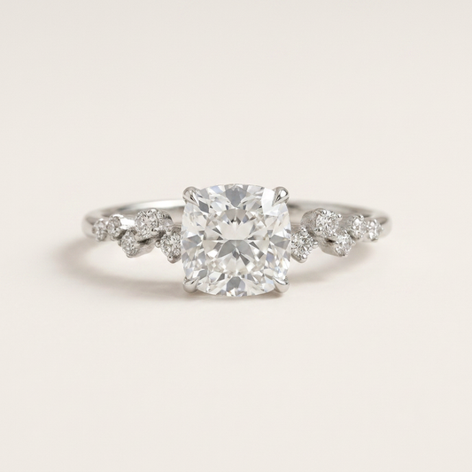 Moissanite 1.50 CT Cushion Cut Diamond Cluster Ring