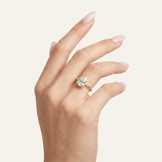 Moissanite 3.91 CT Pear Cut Diamond Solitaire Ring