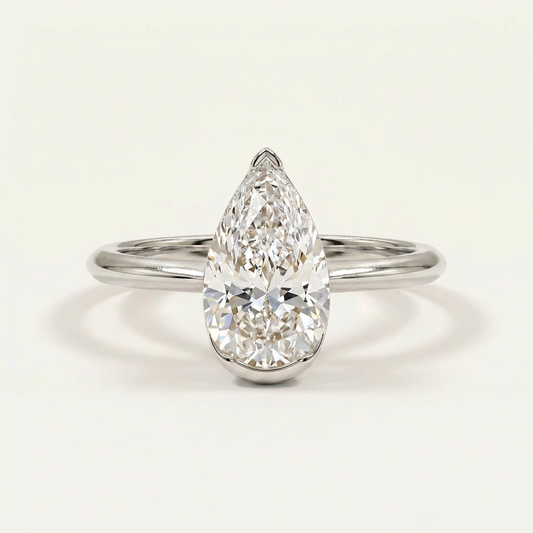 Moissanite 2.50 CT Pear Cut Diamond Solitaire Ring (V1)