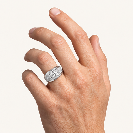 Lab Grown Diamond 1.82 CT Emerald Cut Men's Ring