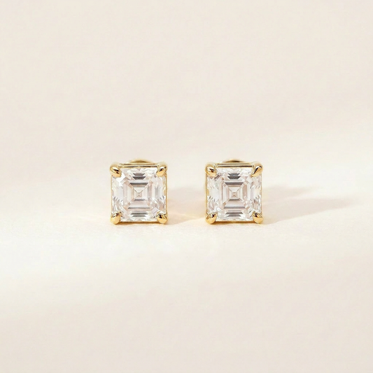 Moissanite 2.00 CT Asscher Cut Diamond Stud Earrings