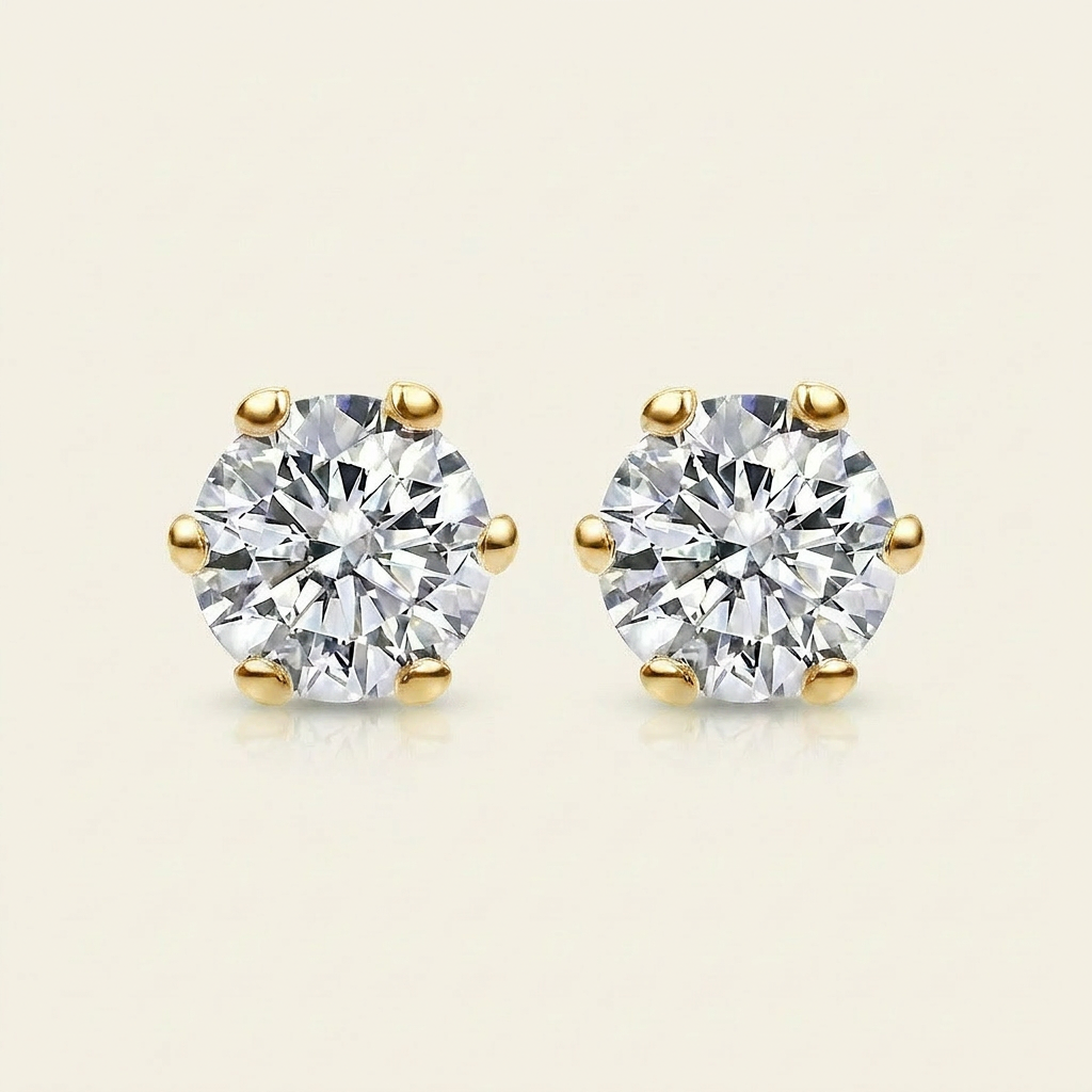 Moissanite 3.00 CT Round Cut Diamond Stud Earring