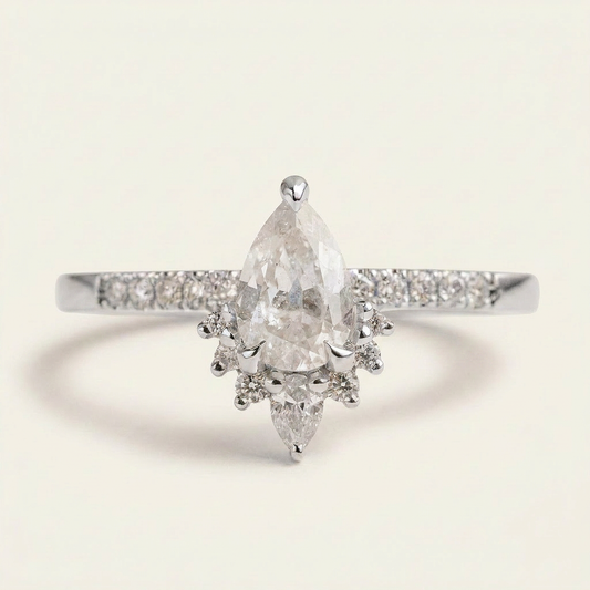 1.65 CT Pear & Round Cut Salt and Pepper Diamond Cluster Ring