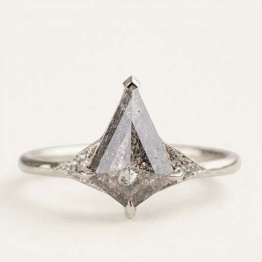 1.65 CT Kite Cut Salt and Pepper Diamond Solitaire Ring