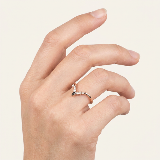 0.25 CT Marquise & Round Cut Salt and Pepper Diamond Ring (V-Pepper)