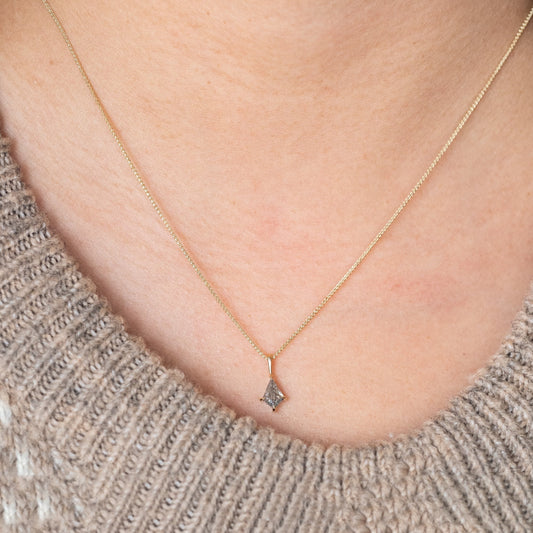 Natural Salt And Pepper 0.78CT Kite Diamond Necklace