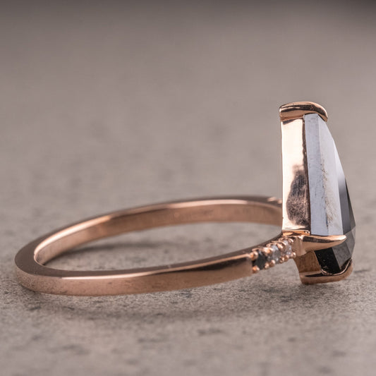 Natural Salt And Pepper 1.90CT Kite Diamond Art Deco Unique Engagement Ring | Handmade Ring | Anniversary Ring - IBIZ Jewel