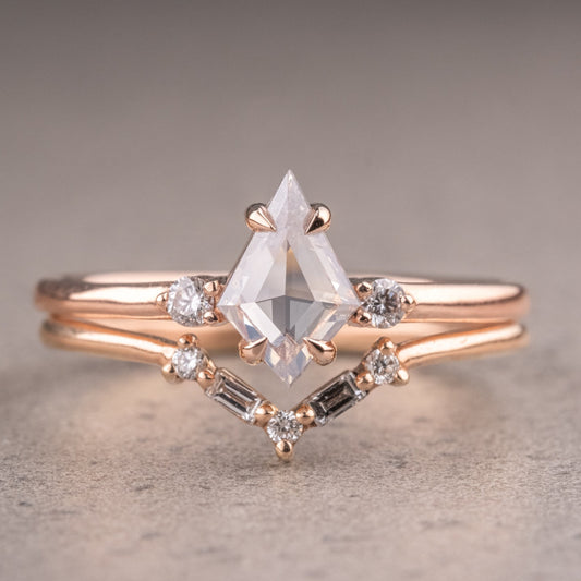 Natural Salt And Pepper 1.80CT Kite Diamond Art Deco Unique Engagement Ring | Handmade Ring | Anniversary Ring - IBIZ Jewel