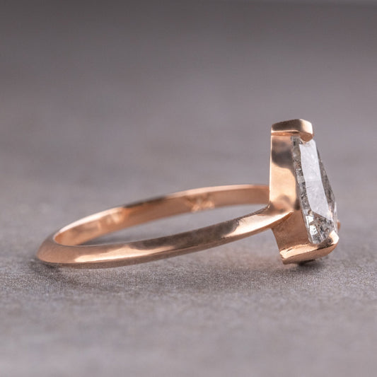 Natural Salt And Pepper 1.25CT Pear Diamond Art Deco Unique Engagement Ring | Handmade Ring | Anniversary Ring - IBIZ Jewel