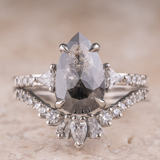 2.20CT Salt & Pepper Pear Diamond Art - your special occasion - IBIZ Jewel