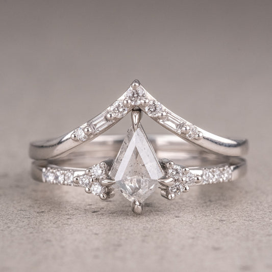 Natural Salt And Pepper 1.50CT Kite Diamond Art Deco Unique Engagement Ring | Handmade Ring | Anniversary Ring - IBIZ Jewel