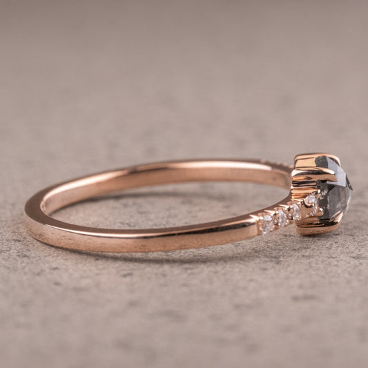 Natural Salt And Pepper 1.30CT Hexagon Diamond Art Deco Unique Engagement Ring | Handmade Ring | Anniversary Ring - IBIZ Jewel