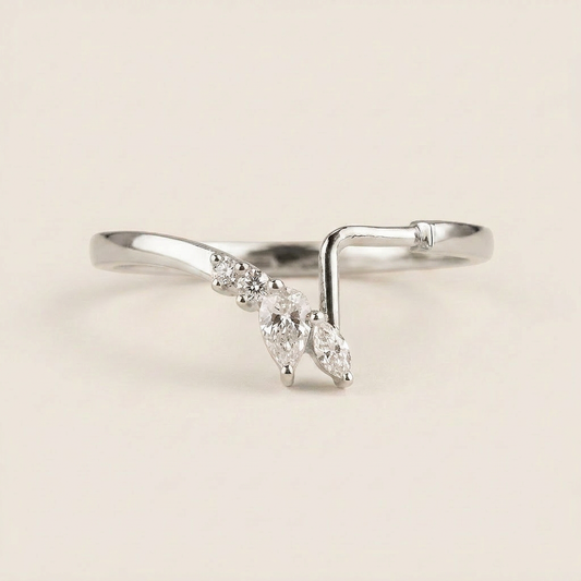 Moissanite 0.26 CT Marquise & Round Cut Diamond Ring
