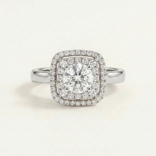 Moissanite 2.56 CT Round Cut Diamond Halo Ring