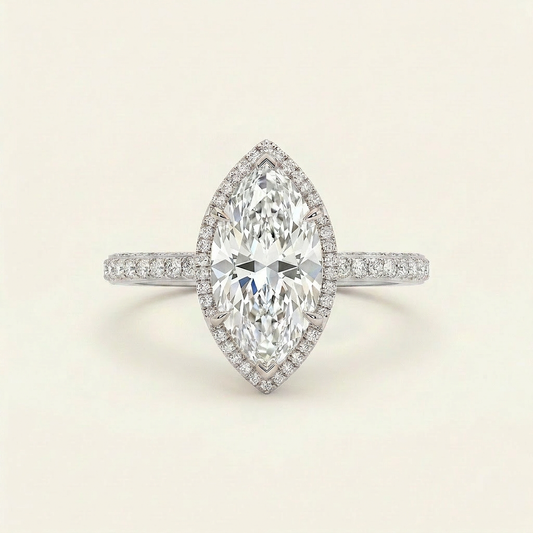 Moissanite 3.60 CT Marquise Cut Diamond Halo Ring