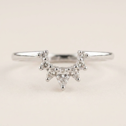 Moissanite 0.16 CT Pear & Round Cut Diamond Ring (V-Bohohippie)