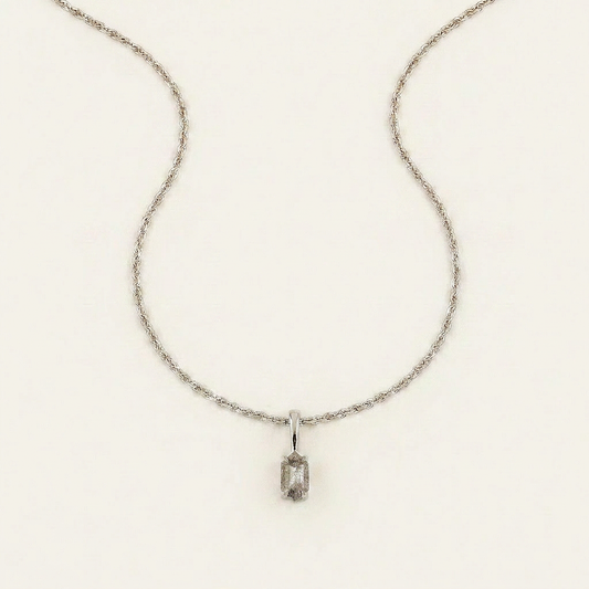 0.64 CT Hexagon Cut Salt and Pepper Diamond Necklace