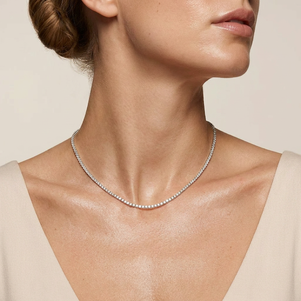 Moissanite 48.00 CT Round Cut Diamond Tennis Necklace