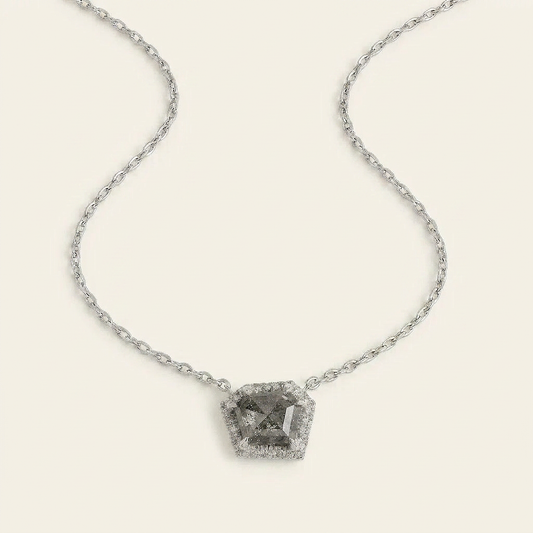 2.62 CT Shield Cut Salt and Pepper Diamond Necklace