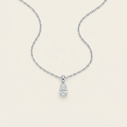 Moissanite 0.20 CT Pear Cut Diamond Solitaire Necklace