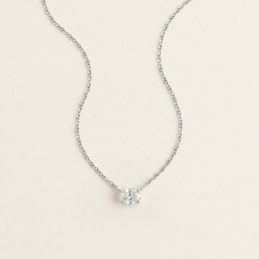 Moissanite 0.25 CT Oval Cut Diamond East-West Necklace (V2)