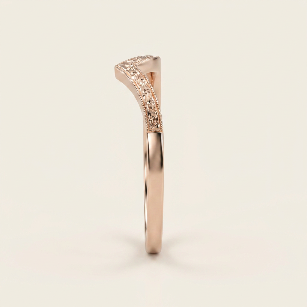 Vintage V-Shape Plain Wedding Band