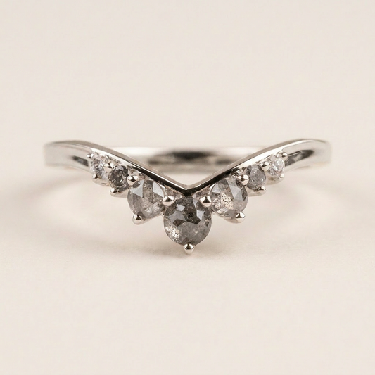 0.35 CT Round Cut Salt and Pepper Diamond Ring