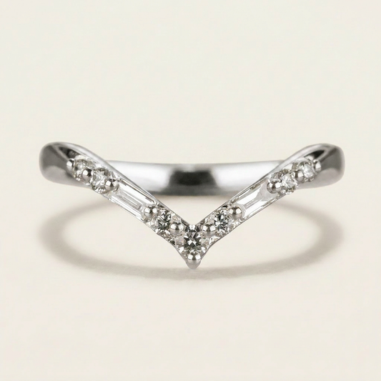 Moissanite 0.19 CT Baguette & Round Cut Diamond Ring (V-Artdeco)