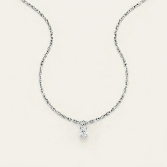 Moissanite 0.25 CT Oval Cut Diamond Solitaire Necklace (V1)