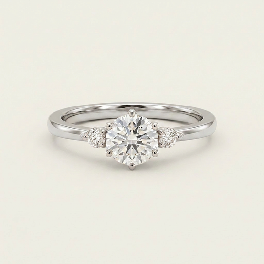 Lab Grown 0.80 CT Round Cut Diamond Three Stone Ring