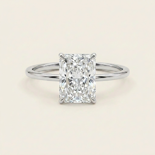 Moissanite 3.00 CT Radiant Cut Diamond Hidden Halo Solitaire Ring