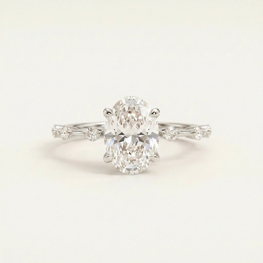 Moissanite 2.45 CT Oval Cut Diamond Solitaire Ring