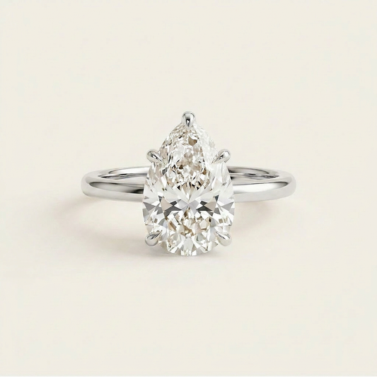 Moissanite 2.91 CT Pear Cut Diamond Solitaire Ring