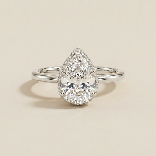 Moissanite 3.91 CT Pear Cut Diamond Solitaire Ring