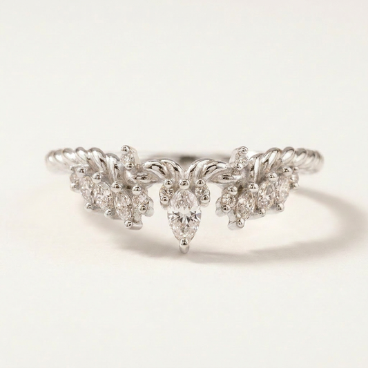 Moissanite 0.25 CT Marquise & Round Cut Diamond Ring (V-Midcentury)