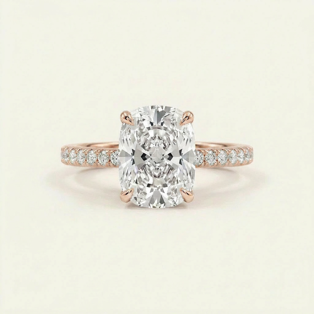 Moissanite 2.70 CT Cushion Cut Diamond Solitaire Ring